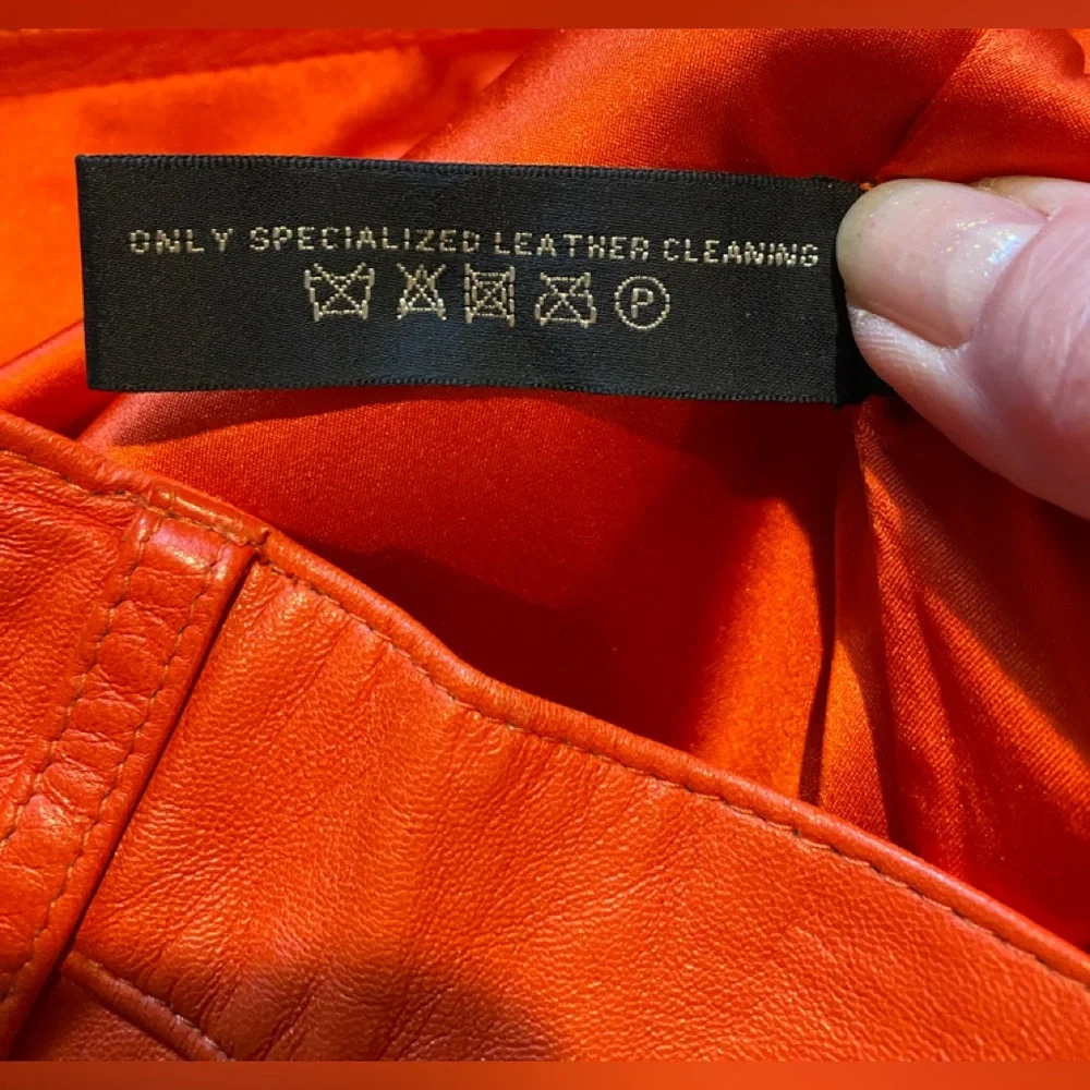 NWT Ralph Lauren Bright Orange Leather Pants - Picture 12 of 12